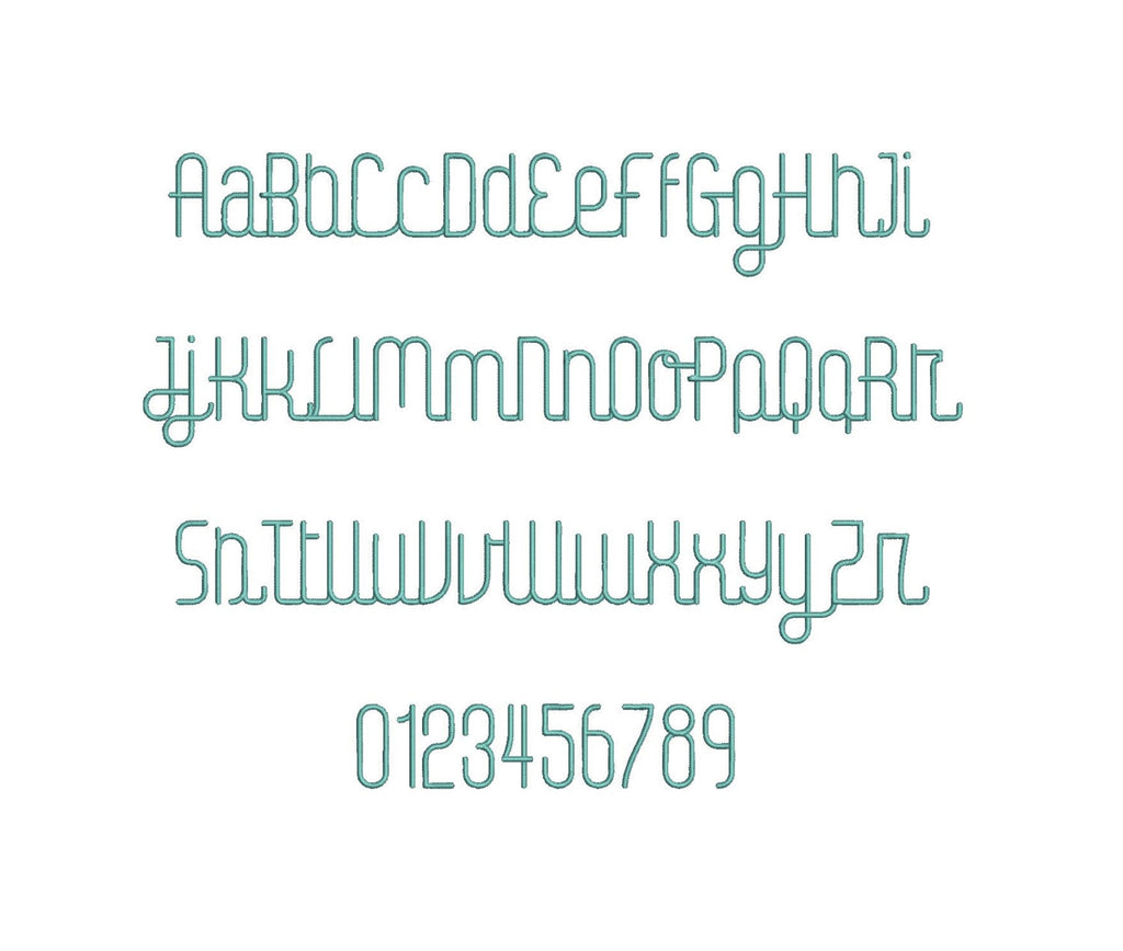 Digital Kauno embroidery font formats dst, exp, pes, jef and xxx, Size