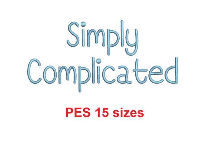 Simply Complicated embroidery font PES format 15 Sizes 0.25, 0.5, 1, 1.5, 2, 2.5, 3, 3.5, 4, 4.5, 5, 5.5, 6, 6.5, and 7