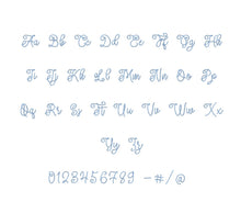 Amber chain stitch ESA machine embroidery font additional lettering sample