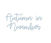 Autumn in November chain stitch ESA machine embroidery font alphabet preview