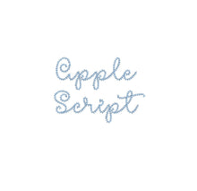 Apple Script chain stitch ESA machine embroidery font alphabet preview
