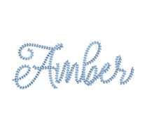Amber chain stitch ESA machine embroidery font alphabet preview