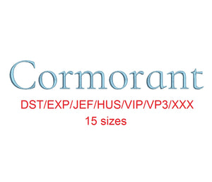Cormorant embroidery font dst/exp/jef/hus/vip/vp3/xxx 15 sizes small to large