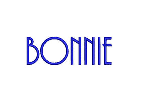 Bonnie embroidery font formats dst, exp, pes, jef and xxx, Sizes 1, 1.5 and 2 inches, instant download