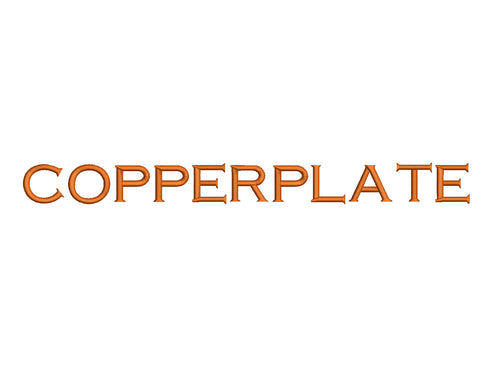 Copperplate embroidery font formats dst, exp, pes, jef and xxx, Sizes 1, 1.5 and 2 inches, instant download