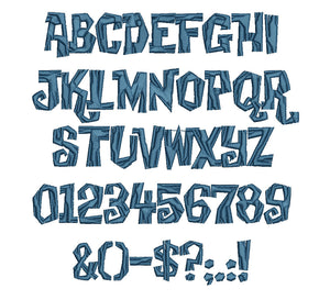 Jake embroidery font formats bx, dst, exp, pes, jef and xxx, Sizes 1, 1.5 and 2 inches, instant download