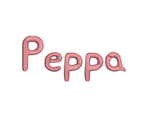 Peppa embroidery font formats bx, dst, exp, pes, jef and xxx, Sizes 1, 1.5 and 2 inches, instant download