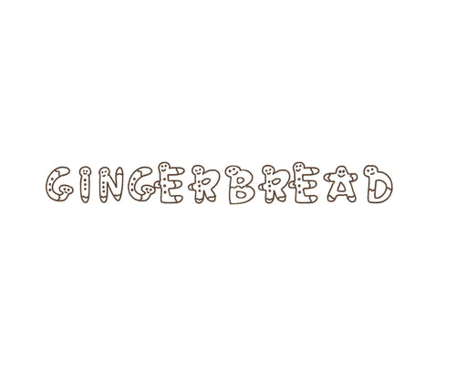 Christmas Gingerbread embroidery font bx (compatible with 17 machine file formats), dst, exp, pes, jef and xxx, Sizes 1, 1.5, 2 inches