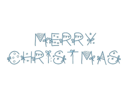 Merry Christmas embroidery font formats dst, exp, pes, jef and xxx, Sizes 1, 1.5 and 2 inches, instant download