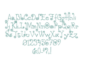 Rebecca embroidery font formats bx, dst, exp, pes, jef and xxx, Sizes 1, 1.5 and 2 inches, instant download