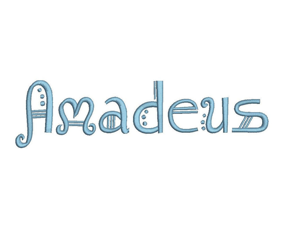 Amadeus embroidery font formats dst, exp, pes, jef and xxx, Sizes 1, 1 ...