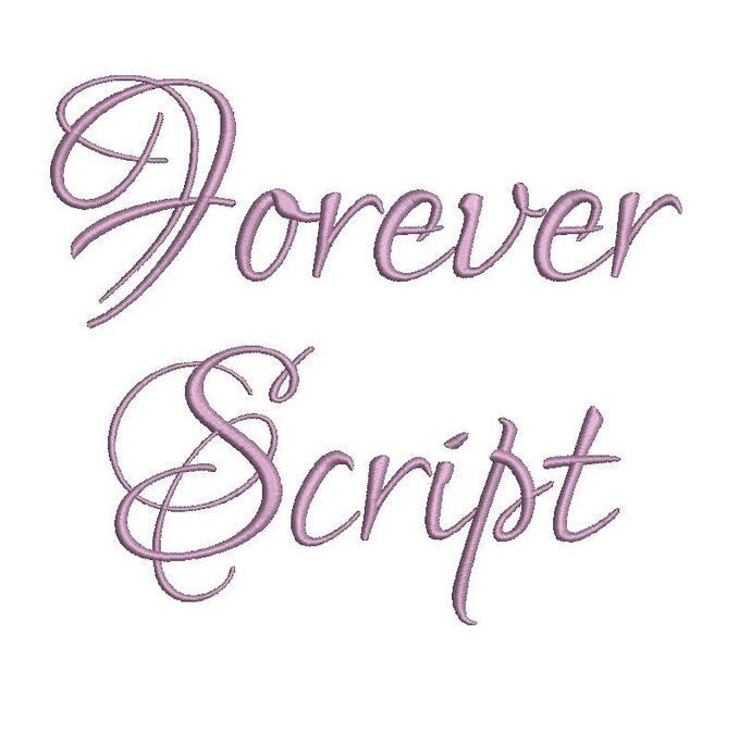 Forever Script embroidery font bx (compatible with 17 machine file formats), dst, exp, pes, jef and xxx, Sizes 1, 1.5, 2 inches