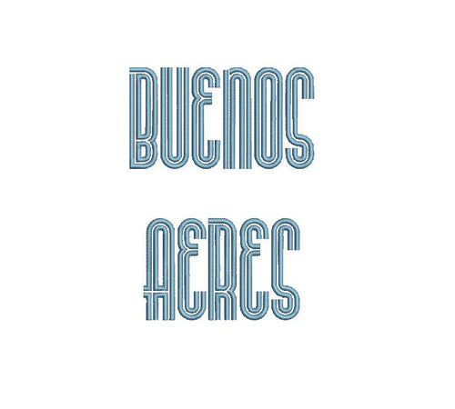 Buenos Aeres embroidery font formats dst, exp, pes, jef and xxx, Sizes 1, 1.5 and 2 inches, instant download