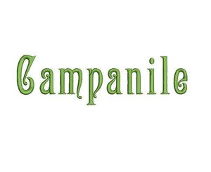 Campanile embroidery font formats dst, exp, pes, jef and xxx, Sizes 1, 1.5 and 2 inches, instant download