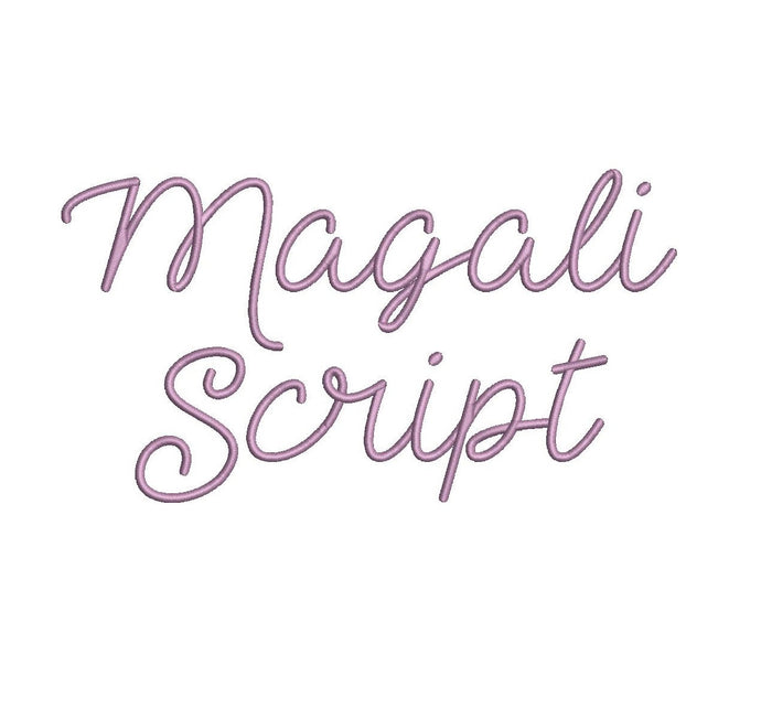 Magali script embroidery font formats dst, exp, pes, jef and xxx, Sizes 1, 1.5 and 2 inches, instant download