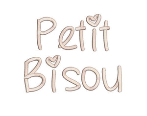 Petit Bisou script embroidery font formats dst, exp, pes, jef and xxx, Sizes 1, 1.5 and 2 inches, instant download