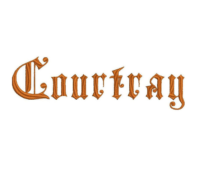 Courtray embroidery font formats dst, exp, pes, jef and xxx, Sizes 1, 1.5 and 2 inches, instant download