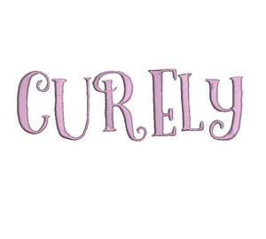 Curely embroidery font formats dst, exp, pes, jef and xxx, Sizes 1, 1.5 and 2 inches, instant download