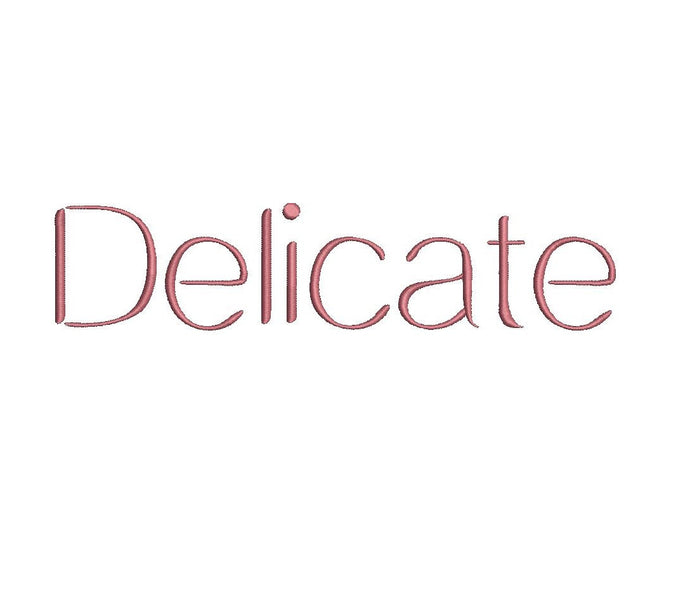 Delicate embroidery font formats dst, exp, pes, jef and xxx, Sizes 1, 1.5 and 2 inches, instant download