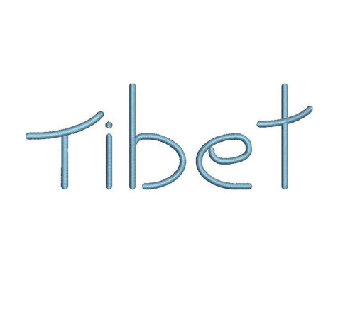 Tibet embroidery font formats dst, exp, pes, jef and xxx, Sizes 1, 1.5 and 2 inches, instant download