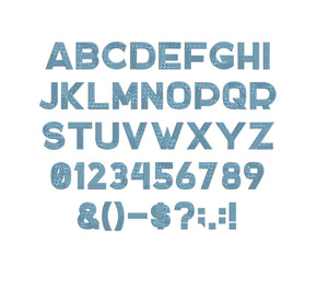 Docker One embroidery font formats dst, exp, pes, jef and xxx, Sizes 1, 1.5 and 2 inches, instant download