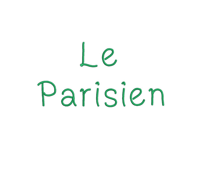Le Parisien embroidery font formats dst, exp, pes, jef and xxx, Sizes 1, 1.5 and 2 inches, instant download