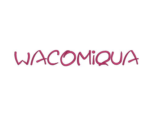 Wacomiqua embroidery font formats dst, exp, pes, jef and xxx, Sizes 1, 1.5 and 2 inches, instant download