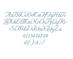 Carolingia Script embroidery font formats dst, exp, pes, jef and xxx, Sizes 1, 1.5 and 2 inches, instant download