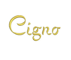 Cigno Script embroidery font formats dst, exp, pes, jef and xxx, Sizes 1, 1.5 and 2 inches, instant download