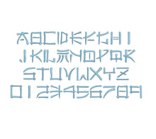 Far East embroidery font formats dst, exp, pes, jef and xxx, Sizes 1, 1.5 and 2 inches, instant download
