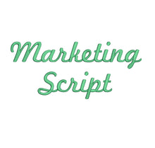 Marketing Script embroidery font formats dst, exp, pes, jef and xxx, Sizes 1, 1.5 and 2 inches, instant download