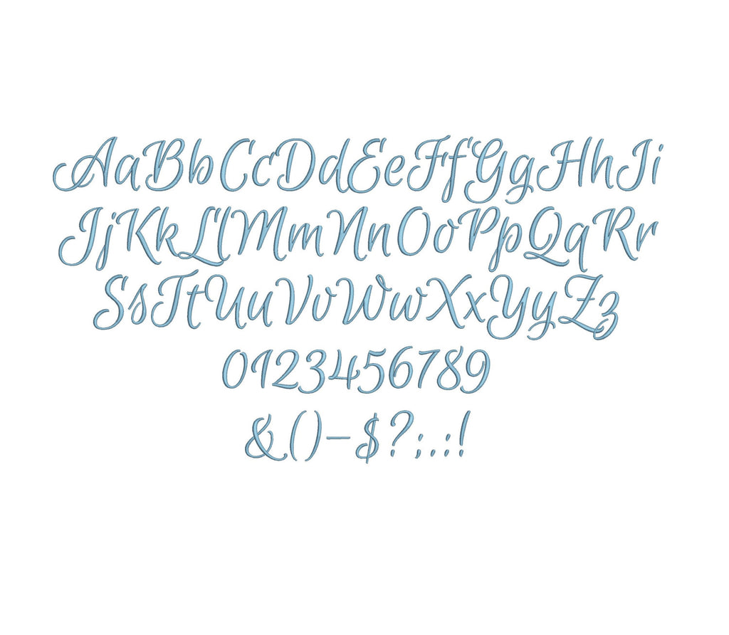 Merry Script embroidery font formats dst, exp, pes, jef and xxx, Sizes ...