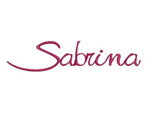 Sabrina Script embroidery font formats dst, exp, pes, jef and xxx, Sizes 1, 1.5 and 2 inches, instant download