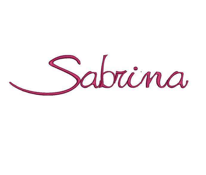 Sabrina Script embroidery font formats dst, exp, pes, jef and xxx, Sizes 1, 1.5 and 2 inches, instant download