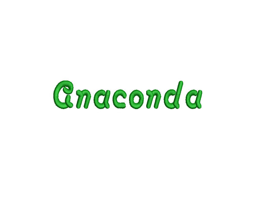 Anaconda embroidery font formats dst, exp, pes, jef and xxx, Sizes 1, 1.5 and 2 inches, instant download