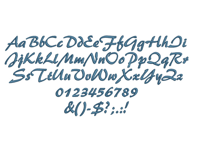 Berkley embroidery font formats dst, exp, pes, jef and xxx, Sizes 1, 1.5 and 2 inches, instant download