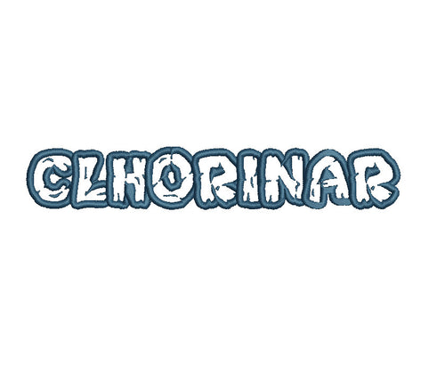 Chlorinar embroidery font formats dst, exp, pes, jef and xxx, Sizes 1, 1.5 and 2 inches, instant download
