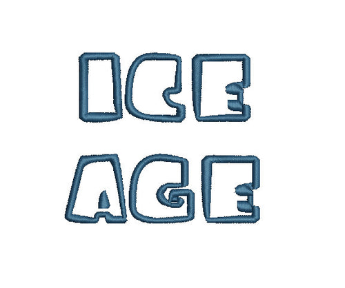 Ice Age embroidery font formats bx, dst, exp, pes, jef and xxx, Sizes 1, 1.5 and 2 inches, instant download
