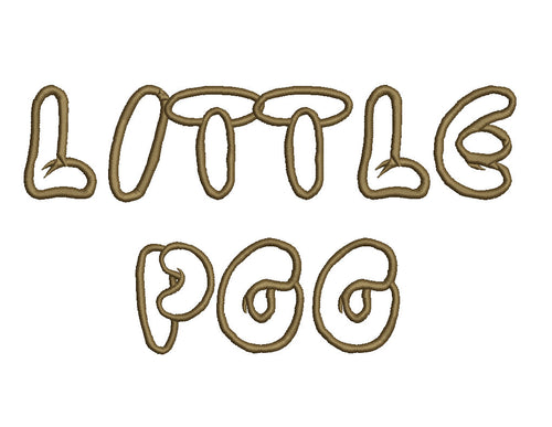 Little Poo embroidery font formats bx, dst, exp, pes, jef and xxx, Sizes 1, 1.5 and 2 inches, instant download
