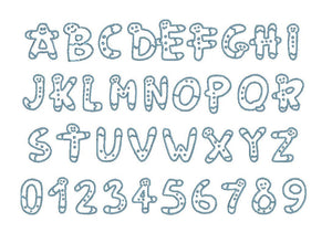Christmas Gingerbread embroidery font bx (compatible with 17 machine file formats), dst, exp, pes, jef and xxx, Sizes 1, 1.5, 2 inches