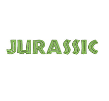Jurassic embroidery font bx (compatible with 17 machine file formats), dst, exp, pes, jef and xxx, Sizes 1, 1.5, 2 inches