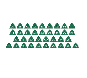 Christmas Trees (set #3) embroidery font formats dst, exp, pes, jef and xxx, Sizes 1, 1.5 and 2 inches, instant download