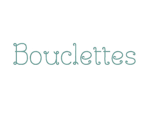 Bouclettes embroidery font formats dst, exp, pes, jef and xxx, Sizes 1, 1.5 and 2 inches, instant download