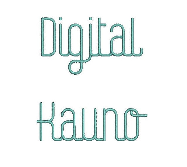 Digital Kauno embroidery font formats dst, exp, pes, jef and xxx, Sizes 1, 1.5 and 2 inches, instant download