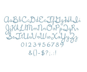 5th Grade Cursive embroidery font formats dst, exp, pes, jef and xxx, Sizes 1, 1.5 and 2 inches, instant download