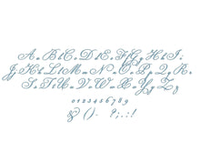 Balthazar Script embroidery font formats dst, exp, pes, jef and xxx, Sizes 1, 1.5 and 2 inches, instant download
