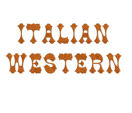 Italian Western embroidery font formats dst, exp, pes, jef and xxx, Sizes 1, 1.5 and 2 inches, instant download