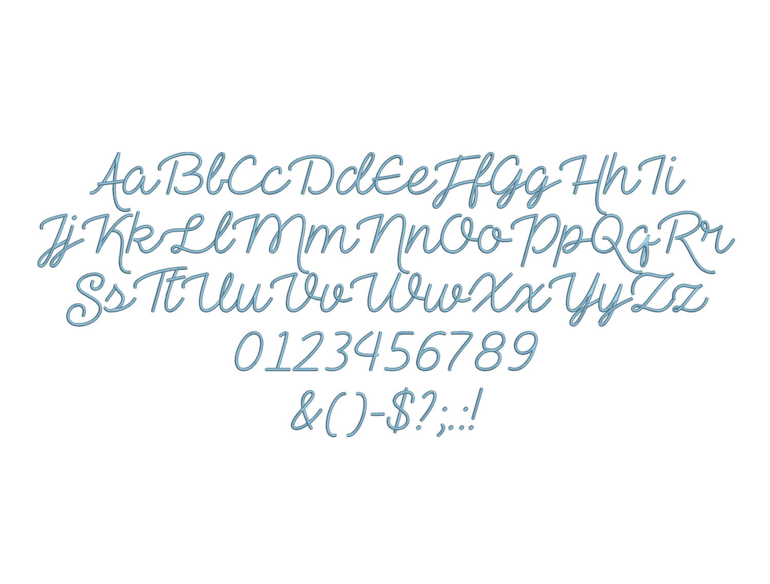 Magaly In Cursive Magali script embroidery font formats dst, exp, pes, jef and xxx, Size ...