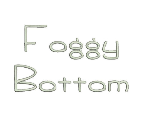 Foggy Bottom embroidery font formats dst, exp, pes, jef and xxx, Sizes 1, 1.5 and 2 inches, instant download
