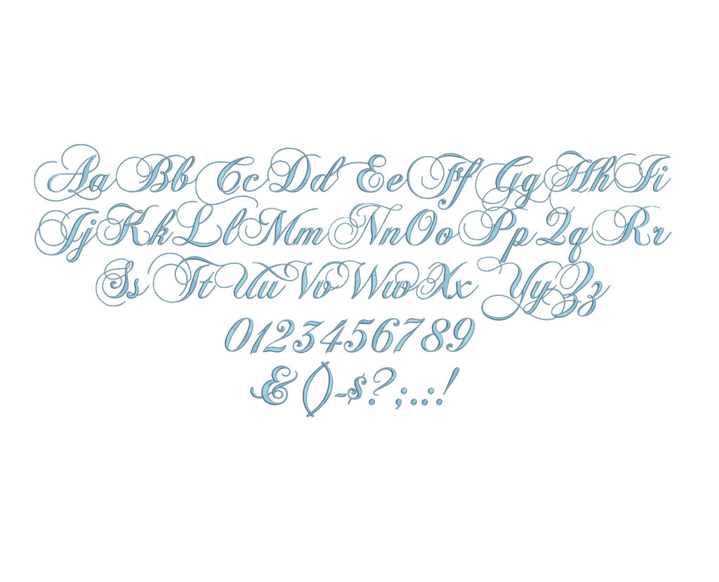 Consular Script embroidery font formats dst, exp, pes, jef and xxx, Si ...